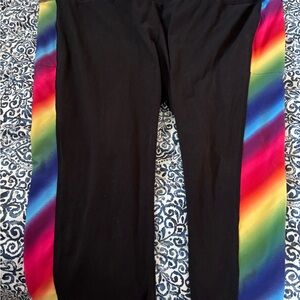 Lane Bryant Black Joggers with Rainbow Stripes